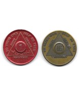 ALCOHOLICS ANONYMOUS AA 1 Month &amp; 2 Year Sobriety Tokens Chip Coin Medal... - $235.97 MXN