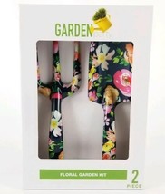 Floral Garden Kit 2 piece Set Shovel &amp; Rake Metal Black New  - £11.76 GBP