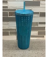 ❤️ Starbucks Summer 2023 Metallic Chrome Teal Blue Bling Studded 24 oz T... - $533.82 MXN