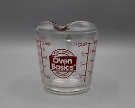 Anchor Hocking Oven Basics 496 1 Cup/8oz Measuring Cup Clear Glass Red Lettering - £11.89 GBP