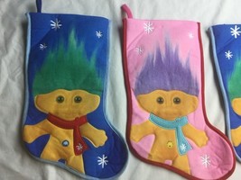 Lot 3 Holiday Stocking Pink Blue Good Luck Trolls - $380.58 MXN
