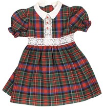 Vintage 1950s JCPenney Girl Plaid School Dress w/ Lace Trim Size Girls Sz 6 - $44.55