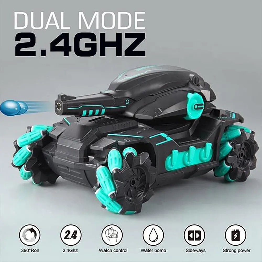 2022 Battle RC Water Bomb Tracked Tank 2.4G Gravity Hand Watch Dual Remote - £32.81 GBP+
