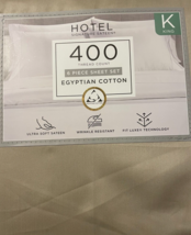 Hotel Signature Sateen 400TC Egyptian  Cotton King Sheet Set 6 piece Beige - £30.85 GBP