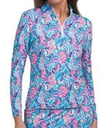 NWT X by GOTTEX Teal Blue Garden Golf Tennis Long Sleeve Mock Shirt S M &amp; L - $36.99