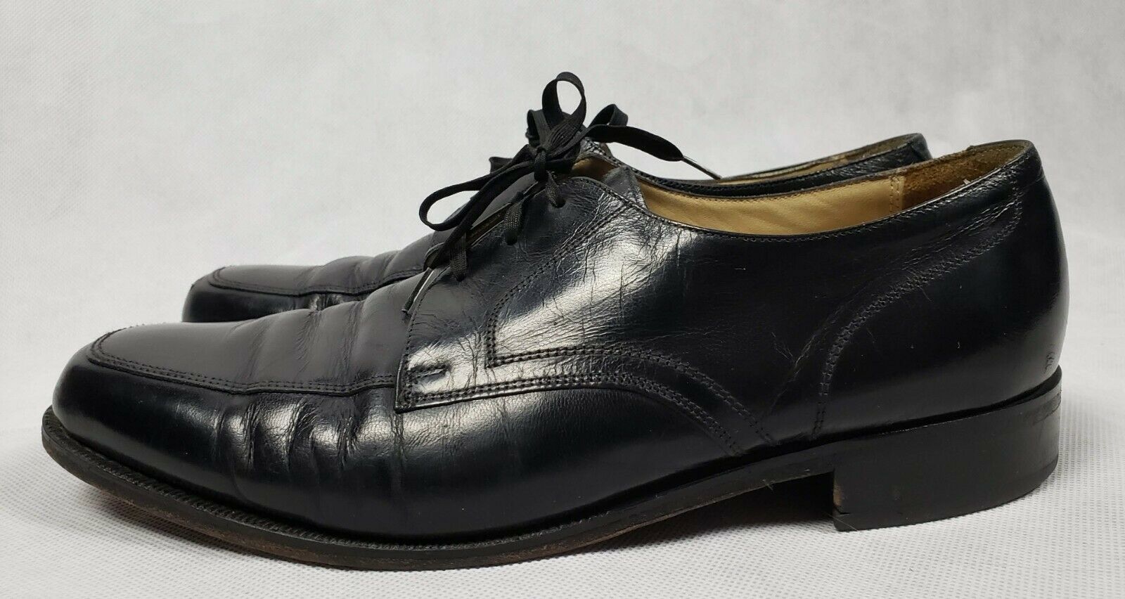 Mens Florsheim Classic Black Leather Lace Up Moc Toe Oxford Dress Shoe Size 10M - £38.67 GBP