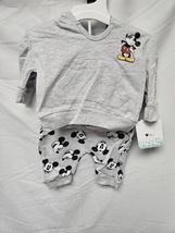 Disney Baby 0-3 Months Mickey Mouse Gray Hoodie w/Ears and Jogger Pants Set NEW image 2