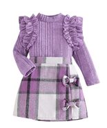 Young Girl Autumn and Winter Suit, Solid Color, Cap Sleeves, High Collar... - $637.02 MXN