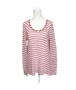 Anthropologie Saturday Sunday Long-Sleeve Striped Top Sz M Pink White Sc... - €21,12 EUR