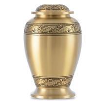 Large/Adult 210 Cubic Inches Gold Brass Feathers Cremation Urn for Ashes - £127.86 GBP