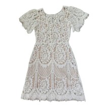 Lulus Pearson Eyelash Lace Sheath Dress White Short Sleeve Bride Wedding XS - £55.44 GBP