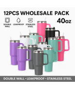 12x 40oz Stainless Steel Tumblers with Straw Lid &amp; Handle | Insulated Tr... - $178.19