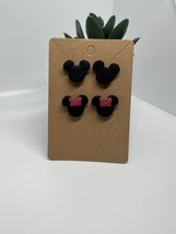 Black mouse ears and black mouse ears with red  bow stud earring pack | polymer  - £11.19 GBP