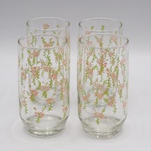 Drink Glasses with Pink Flowers and Green Stems - £101.20 GBP