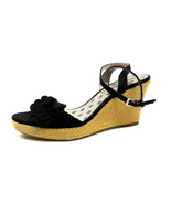 Montego Bay Club Ladies Canvas Wedge Shoe Open-Toe Solid Black Size 10 (M) - £31.12 GBP