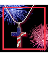 American Flag Cross Independence Day 4th of July Necklace - $240.54 MXN+