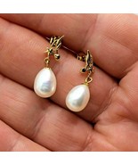 Earrings 18k (750) Yellow Gold Star - Heart Drop Natural Pearl - $519.75