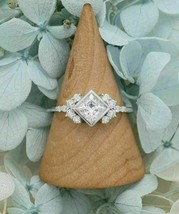 Lunetta con anello di fidanzamento e matrimonio modernista in oro bianco 14... - £83.77 GBP