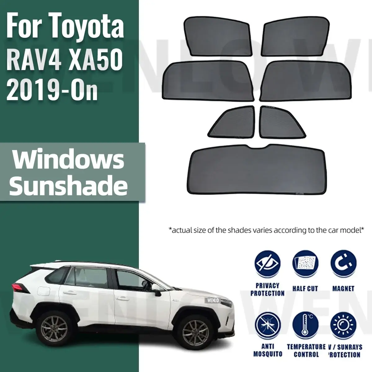 For Toyota RAV4 2019-2022 2023 2024 RAV 4 Magnetic Car Sunshade Visor Front Rear - £24.10 GBP+