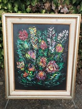 Sherman Original Huge Modern Abstract Mid Century Floral Still Life Oil &amp; Canvas - £1,196.63 GBP