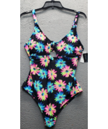 California Waves Swimsuit Women&#39;s 16/18 Multi Floral Spaghetti Strap Buc... - $29.41