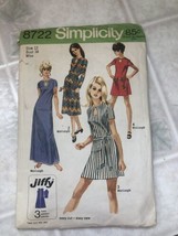 8722 Vtg Simplicity SEWING Pattern Misses Jiffy Dress Simple to Sew OOP sz 12 - £10.99 GBP