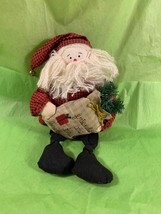 Homemade Sitting Santa Claus Doll &quot;Friends Are The Best Gifts&quot; Plush Stuffed - £8.11 GBP