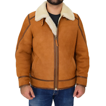 DR178 Men&#39;s Real Sheepskin Flying Jacket cognac - £343.64 GBP