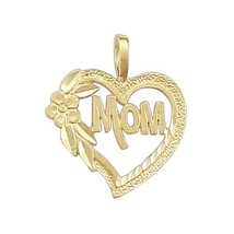 Precious Stars 14k Yellow Gold &#39;Mom&#39; Floral Heart Pendant Charm - $2,455.20 MXN