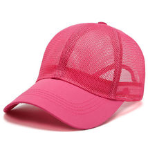 Rose Red Baseball Cap Plain Trucker Hat Mesh Snapback Solid Visor Blank Hats - £7.97 GBP