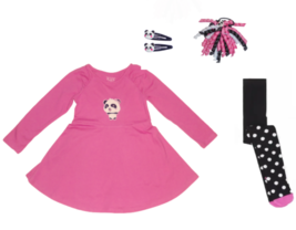 NWT The Children&#39;s Place Panda Skater Dress Tights Hair Accessories 3T 4... - £18.32 GBP+