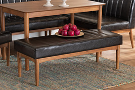 Camelia Dark Brown Faux Leather Walnut Brown Dining Bench - $228.00