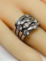 Designer FAS Sterling Silver CZ Multi Stone Band Ring Sz 6 - £27.97 GBP