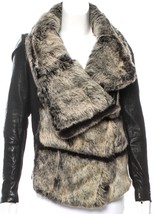 Helmut Lang Intermix Exclusive Flux Fur &amp; Leather Coat Jacket Black P XS... - £386.54 GBP