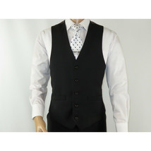 Mens RENOIR Vest Wool 140 Adjustable ,V-Neck two Pocket Full Lining 508-1 Black image 10