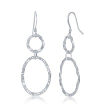 Sterling Silver Hammered Circle and Oval Earrings - £23.80 GBP