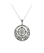 Outlander Inspired Nautical Celtic Compass Silver Pendant - $88.44