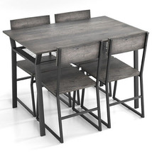 5 Piece Dining Table Set with Storage Rack and Metal Frame-Gray - Color:... - $293.34