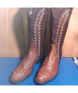Womens cowboy boots Cowtown exotic Brown L, emb U sz:7 B  item: P470 - $199.00