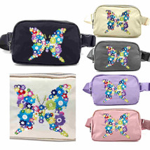 HZ-4339 Butterfly Embroidered Fanny Pack Belt Bag - £23.17 GBP