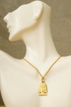 Vintage Costume Jewelry Gold Tone Metal Cleopatra Egyptian Pendant Neckl... - $19.79
