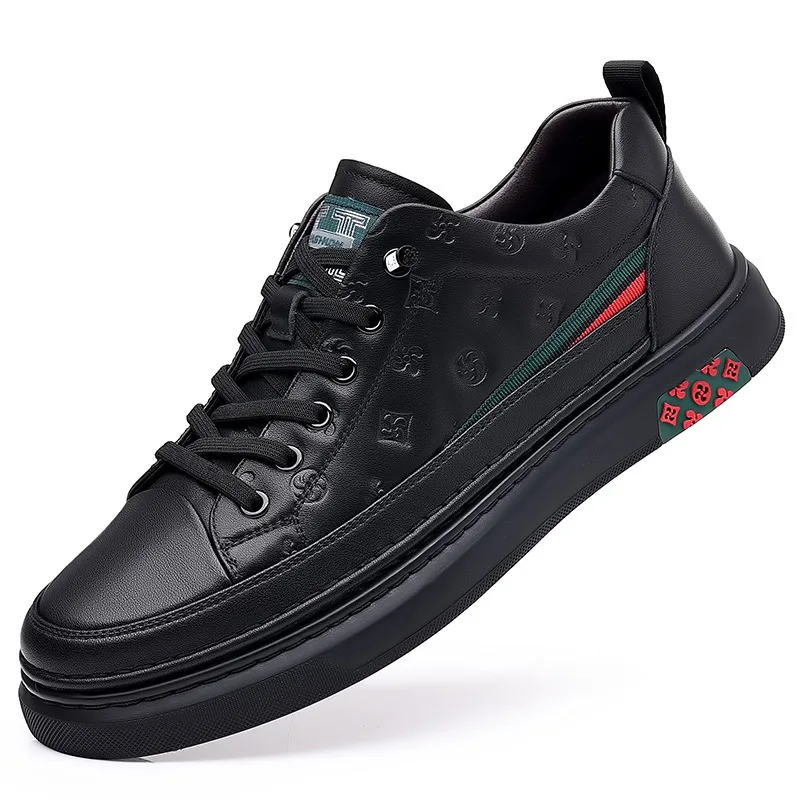 Mens Leather Shoes Designer Men Sneakers Man Male Tennis Height Increase... - £42.29 GBP