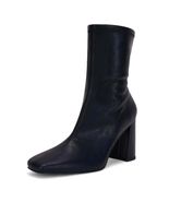 Coutgo Women’s Square Toe Mid Calf Booties Faux Leather Black Size 7.5 - $235.91 MXN