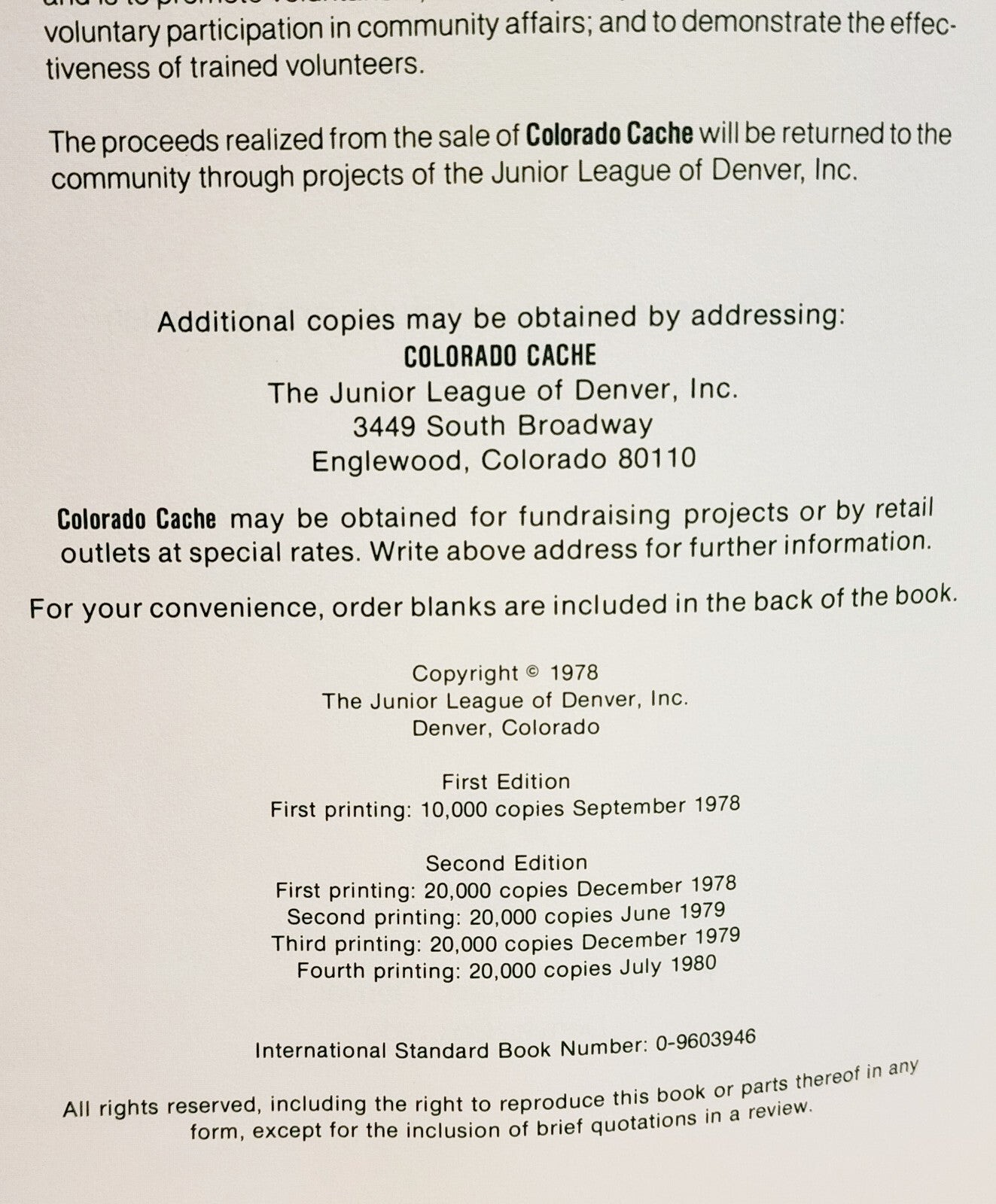1980 Colorado Cache Vintage Cookbook Ltd Ed 1/20k Denver Jr League HBS Item image 3