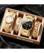 Luxury Watch Set 4 PCS For Men Women Gold &amp; Silver Color 2 Bracelet 2 Wa... - $25.00