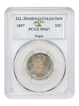 1857 25C PCGS MS67 ex: D.L. Hansen/Pogue - £9,740.73 GBP