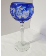 Nachtmann Traube 8 ounce Wine Hock Glass Cobalt Blue 8-1/4&quot; Tall Cut to ... - $76.22