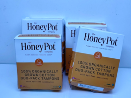 4pack - Honey Pot 100% Organically Grown Cotton Duo Tampons Regular Crus... - $233.52 MXN