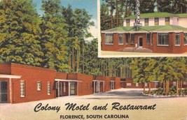 Colony Motel &amp; Restaurant Florence South Carolina linen postcard - £5.14 GBP