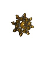 Vintage Brooch Pin Amber Colored Rhinestones Flower Shape Gold Tone 1.5&quot;... - £14.86 GBP